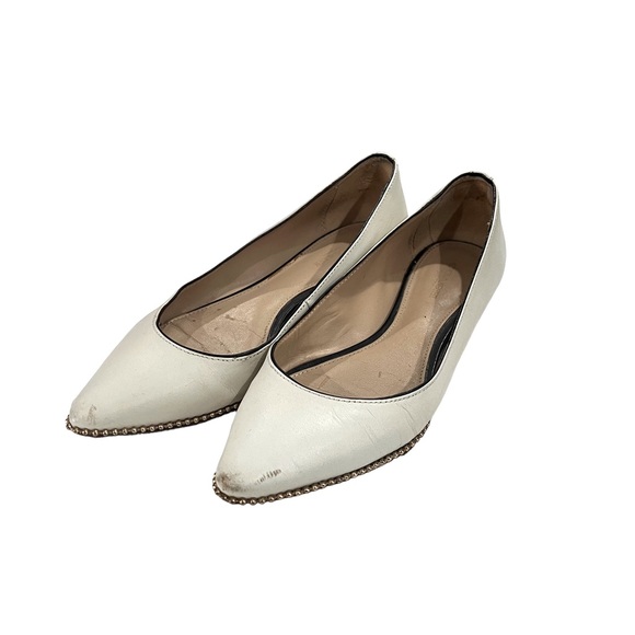 Coach Waverly Bead Trim Off White Leather Flats Size 6.5 - Picture 2 of 7